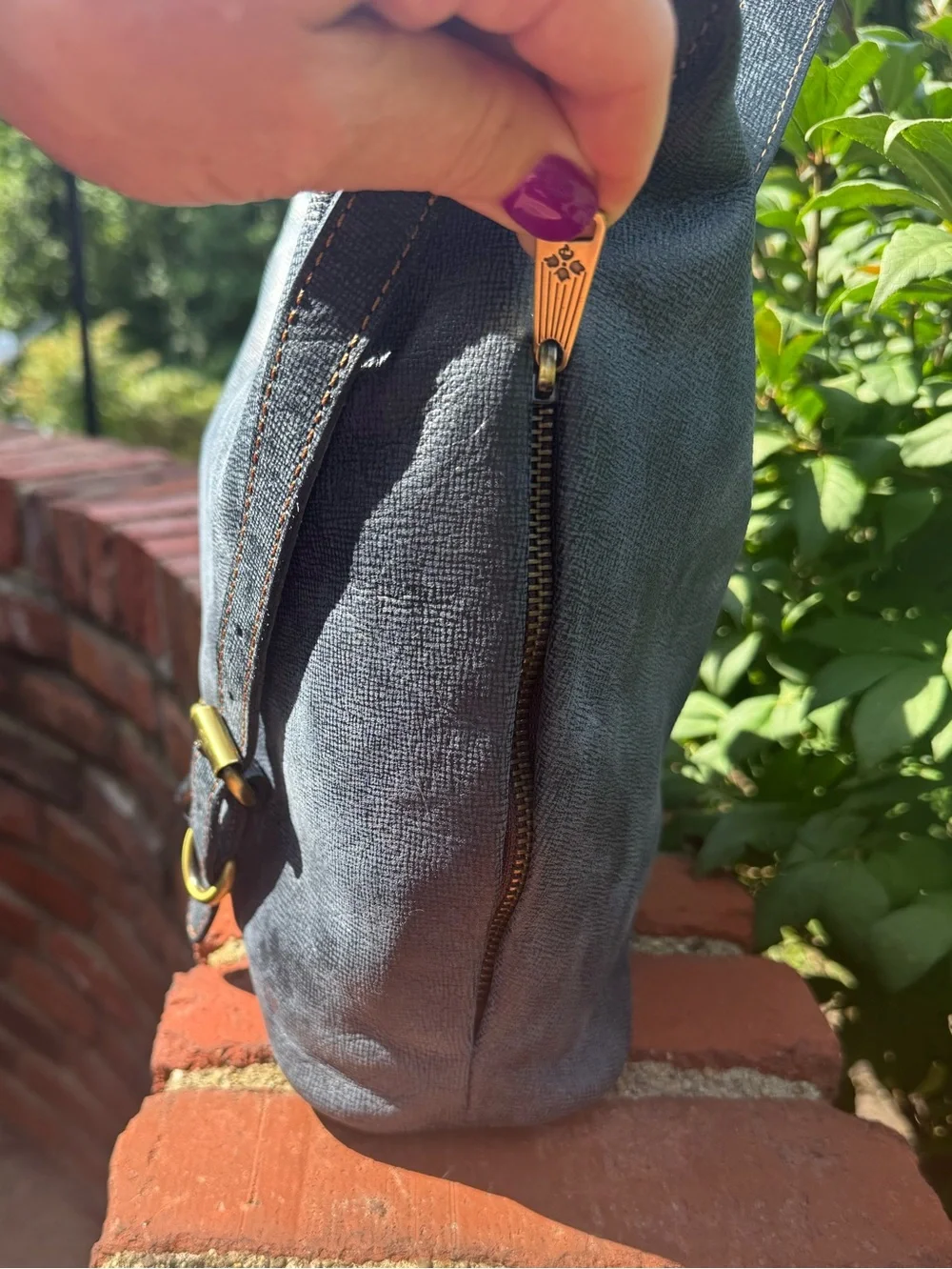 Patricia Nash Elia Hobo Blue Leather Shoulder Bag